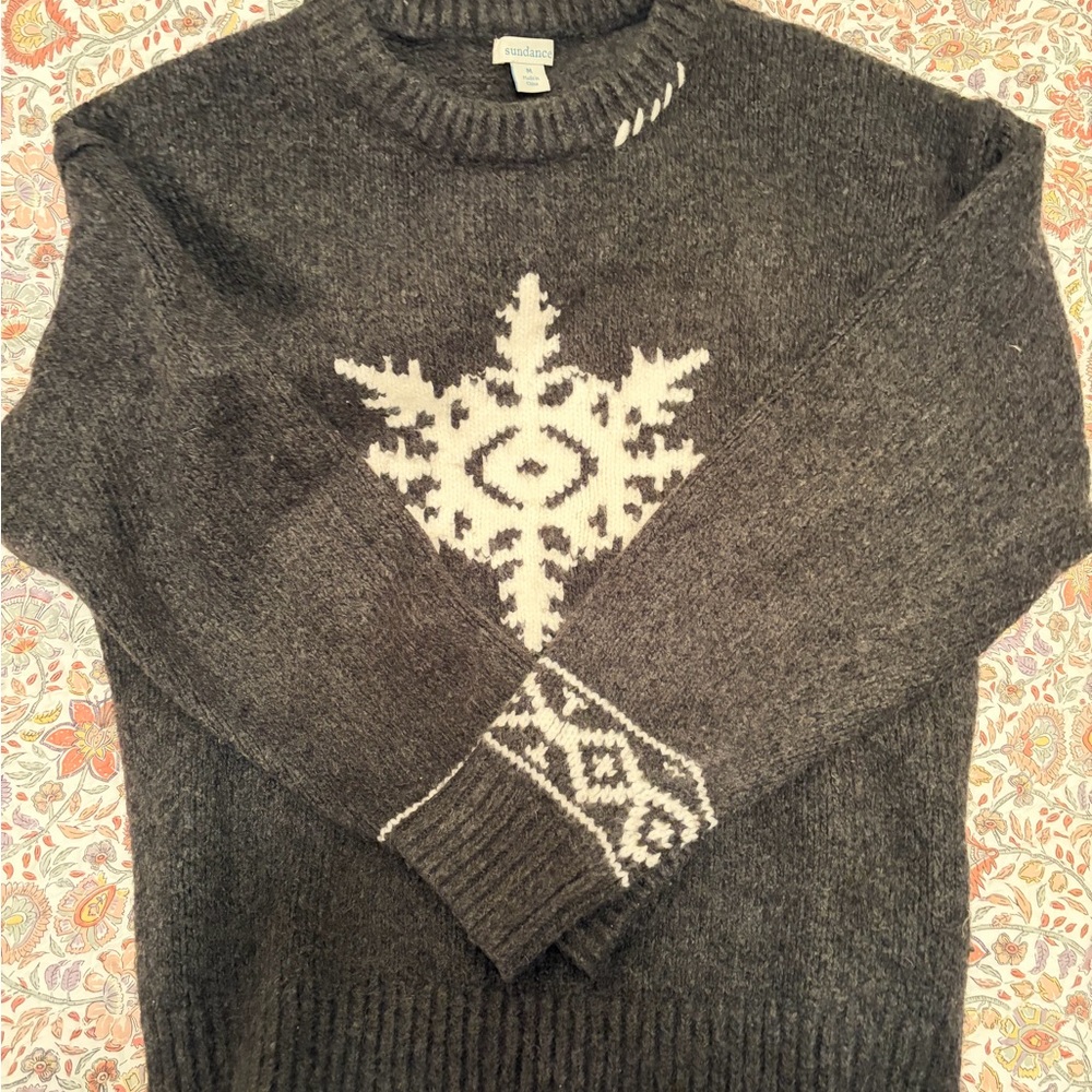 Grey and ivory Sundance sweater snowflake